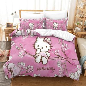 Hello Kitty Housse De Couette D Imprim&iquest;&iquest; De Pink Dessin&pound;&not;Parure De Lit Housses De Couettes Microfibre Avec Fermeture &iquest;&iquest;Clair,Parure De Couette Imprim&iquest;&iquest; Av - Neuf