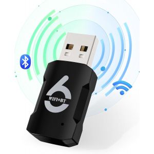 AX900Mbps Clé WiFi Bluetooth 6 USB 5.8 GHz / 2.4 GHz, Adaptateur 5.3 Plug Play Pour PC/Desktop/Laptop Windows 11/10 - Neuf