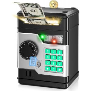 Loc-Tirelire Electronique Pour Enfants Avec Mot De Passe, Mini Coffre-Fort Atm Pour Économiser Pièces Et Billets, Cadeau D'anniversaire Pour Garçons Et Filles De 3 À 7 Ans - Neuf