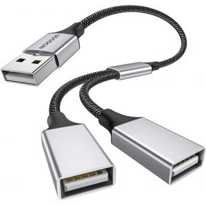 Câble Répartiteur USB, Câble Séparateur Type A Mâle vers 2 Femelles, Hub USB 2.0 pour Chargement et Transfert de Données, Hub à Double Port USB pour Ordinateur Portable, PC, Mac, Voiture, PS5/4 - Neuf