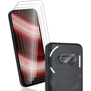 CAUC-Protection d'&eacute;cran pour Nothing Phone(2A) Plus, 3 Pi&egrave;ces Verre Tremp&eacute; + 1 Pi&egrave;ces Arri&egrave;re Cam&eacute;ra Verre Tremp&eacute;, Duret&eacute; 9H Glass/Haute d&eacute;finitionpour Nothing Phone(2A) Plus Protection d'&eacute;cran - Neuf