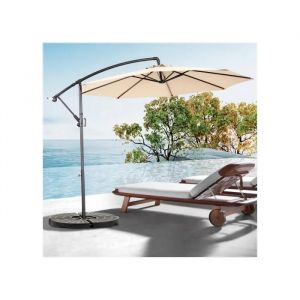 Parasol Ext&eacute;rieur Rectangulaire Double Face De 4,5 M Avec Manivelle (Kaki) &iquest;(Sans Pied)&iquest; - Neuf