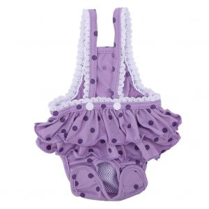 Hjlian Culotte Hygienique Menstruelle En Coton Respirant A Pois Doux Pour Chien Et Chiot (Violet, S) - Neuf