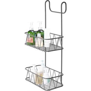 Étagère de douche à suspendre à 2 niveaux,sans perçage,en acier inoxydable,anti-rouille,accessoire de douche pour organisation de salle de bain,panier de douche,gris - Neuf