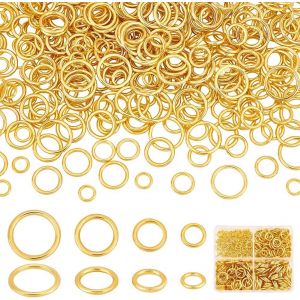 Eryi-360pcs 4 Tailles Anneaux De Saut Fermés Anneaux Bijoux Anneau Boucle D'oreille, 6/8/10/12mm Dorés Anneaux De Jonction Argent Pour Boucles D'oreilles, Bracelets Et Colliers - Neuf