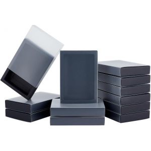 16 Pcs Boîte À Tiroir Cadeau Kraft Noir,Boîte À Tiroir Cadeau Avec Couvercle En Plastique Translucide,Avec Fenêtre Givrée En Pvc,Boîte-Cadeau Mariage,Emballage Bijoux,13.8x9.7x2.5cm - Neuf