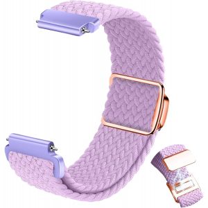 Tressés Sport Bracelet Pour Homme Femme, Sport Élastique Tissées Nylon Remplacement Bracelet Magnétique 20mm - Violet Clair - Neuf