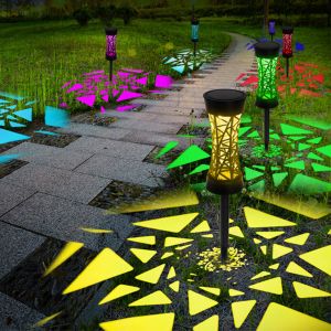 Lot De 2 Lampes Solaires &Agrave; Piquer Pour Jardin Ext&eacute;rieur, &Eacute;tanches Ip65 - Blanches, &Agrave; &Eacute;nergie Solaire, Allumage/Extinction Automatique - Neuf