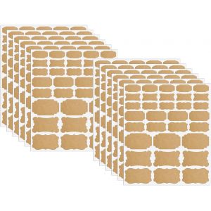 &Eacute;tiquettes Kraft Autocollant, 10 Feuilles 320 Pcs Auto-Adh&eacute;sif en Papier Kraft Autocollant Kraft Vierge pour Bouteilles, Dossier, Bocaux Maison, Emballage Cadeau - Neuf