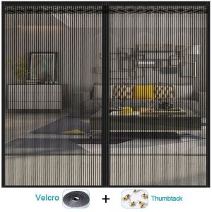 Grand Moustiquaire Magnétique Sans Outil,Rideaux De Porte Anti-Insectes,Maille,Fermeture Automatique,Écran De Porte Anti-Insectes - Type Black-180x240cm - Neuf