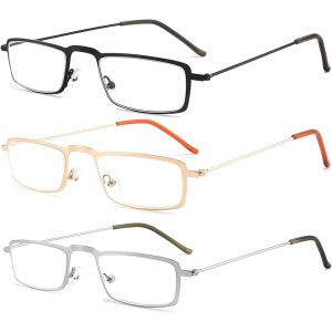 Lot De 3 Lunettes De Lecture Pour Homme Femme Avec Monture En Acier, Métal, 18 G, Me-004 - Neuf