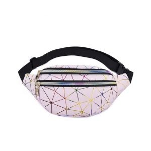 Sac banane holographique rose tendance - Pochette &eacute;l&eacute;gante pour t&eacute;l&eacute;phone avec poches zipp&eacute;es pour femme - Neuf