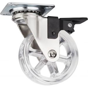 Roulette de meuble design RAPID Roulettes &Oslash; 75 mm transparentes avec frein, capacit&eacute; de charge 35 Kg, hauteur 97 mm - Neuf