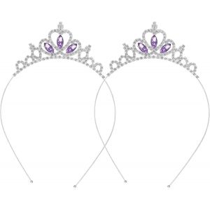 Kal-Lot De 2 Couronnes De Princesse Pour Femme - Pour Anniversaire, Mariage - Décoration De Mariage - Bandeau En Strass - Bijou De Cheveux Pour Filles, Enfants Et Femmes (Améthyste Créée), Klein, - Neuf