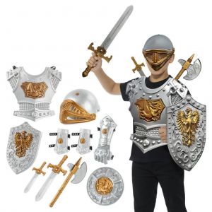 Ensemble De 10 Armures De Chevalier Medieval Pour Enfants, Accessoires De Deguisement Pour Anniversaire, Halloween, Noel - Neuf