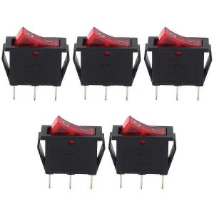 Ac 16a / 250v 20a / 125v lumière rouge allumée sur off spst interrupteur à bascule de bateau x 5 pcs - Neuf