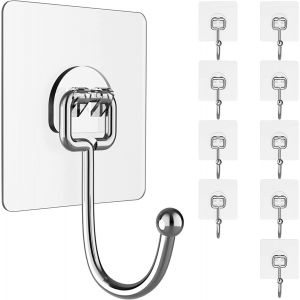 Eryi-Lot De 10 Crochets Muraux Autocollants De 10 Kg Pour Serviettes Imperméables Et Transparents Pour Salle De Bain, Douche, Cuisine - Neuf
