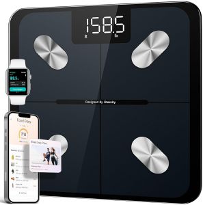 Pèse-Personne Intelligent Pour Poids Corporel, Précision À 0,02 Kg, Balance Numérique Avec Imc Et Graisse Corporelle, Mode Zéro Courant Et Mode Bébé, Grand Écran Led, Piles Incluses, 181,4 Kg - Neuf