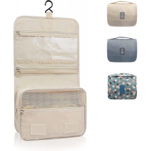 KALANKA-Trousse de toilette à suspendre - Pliable - Avec poignée de transport - Pour homme et femme, beige, L, Trousse de toilette - Neuf