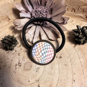 &Eacute;lastique Pour Cheveux Personnalis&eacute; - Carreaux Multicolore - Fait Main - Neuf