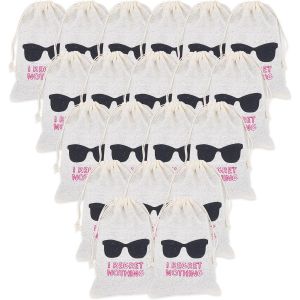 acdsgd-20 Sac de Survie en Mousseline de Coton de 4 x 6cm avec Cordon de Serrage pour Enterrement de Vie de Jeune Fille (Lunettes) - Neuf