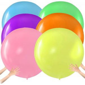 AYUHR-6Pcs Ballon Gonflable Géant 90cm, Ballon Géant Noir Ballon Géant Gonflable en Latex Épais Ballons Forts pour Anniversaire Mariage Fête de Noël (Noir) - Neuf