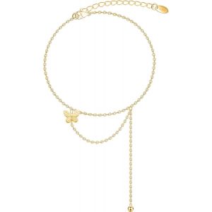 Cmjaagur-Chaine De Cheville Papillon Femme Acier Inoxydable Design Minimaliste Resistant A Leau Cadeau Elegant/Saint Valentin/Bijou Tendance[M552] - Neuf