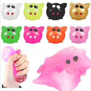 Lot de 8 balles anti-stress en forme de cochon en gelée, fruits à presser, anti-stress ... - Neuf