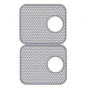 Tapis d'évier en silicone,paquet de 2 protecteurs d'évier pour évier de cuisine avec drain central,pliant sans chaleur - Neuf
