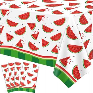 4 Paquets Nappe Pastèque Nappe Melon Nappe De Table Melon D'eau Nappe De Table Melon D'eau Nappe D'anniversaire Pastèque Pour L'été, La Plage Et La Piscine 51 X 86 Pouces - Neuf