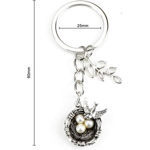 Kal-Porte-Clés Personnalisé En Acier Inoxydable Avec Pendentif En Forme De Feuille D'arbre Et Nid D'oiseau, Cadeau Pour Femme Et Bonne Amie Pour Les Anniversaires, Les Mariages Ou Comme Souvenir Pour - Neuf