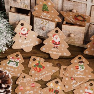 Étiquette de Noël en papier kraft, décoration d'arbre de Noël, boîte cadeau, ascenseur, adaptateur d'accessoires de corde - Neuf