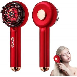 Brosse Massage Cuir Chevelu, 2 En 1 Masseur Tete Cheveux, Brosse Massante Cuir Chevelu Avec 3 Modes Fonctionnels Et Lumi&egrave;re Rouge Pour Massage Cheveux,P&eacute;trissage &Agrave; 360&deg; - Neuf