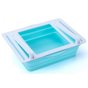 Organisateur de r&eacute;frig&eacute;rateur en ABS alimentaire bleu 22x17x5 cm - tiroir amovible, clips universels, &eacute;conomiseur d'espace pour r&eacute;frig&eacute;rateur et cong&eacute;lateur - Neuf