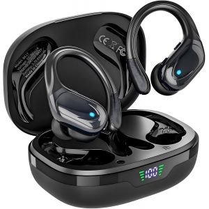 JGD-&Eacute;couteurs sans Fil, &eacute;couteurs Bluetooth de Sport, 80 Heures de Lecture, avec Affichage de l'alimentation LED, Casque antibruit, &eacute;couteurs &eacute;tanches IPX7 pour entra&icirc;nement/Course &agrave; Pied (Noir) - Neuf