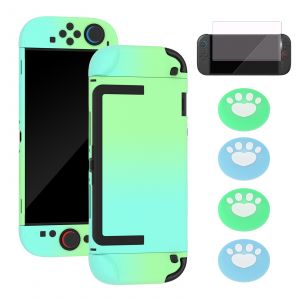 Coque pour Switch 2 2025 - avec Protection d&rsquo;&Eacute;cran et Capuchon Joystick - &Eacute;tui de Protection pour Switch 2 - Bleu+Vert - Neuf