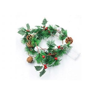 Guirlande Lumineuse Led En Rotin De 2 M Avec Pommes De Pin Et Baies Pour D&eacute;coration De No&euml;l - Neuf