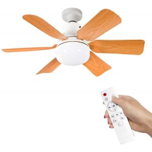 Ventilateur De Plafond Avec LumièRe Et Telecommande, 30w/40w Lampe Ventilateur Plafond Avec Douille E27, 6 Pales, 3 Vitesses, Silencieux, Lampe Ventilateur Plafond Pour Salon, Chambre, Coucher (40W) - Neuf