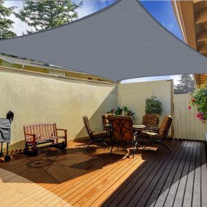 Checarzhn--No1-Voile D'ombrage Rectangulaire 3x4m Gris Voile De Soleil Imperméable Une Protection Des Rayons Uv À 95% Pour Extérieur Terrasse Jardin Camping Fête Piscine Avec Cordes - Neuf