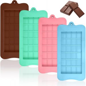 Kal-4 Pcs Moule Tablette Chocolat, Antiadhésifs Moules Silicone Chocolat, Mini Moule Chocolat De Qualité Alimentaire Pour Pieces En Chocolat Maison, Gaufres, Pralines, Bonbon - Neuf