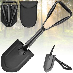 Grande Pelle Pliante Multifonctionnelle, Pelle Pliante Avec Sac De Rangement, Pelle De Camping Pour Pelleter, Creuser, Couper, Raboter Et Scier Du Bois, Pelle Pliante Noire - Neuf