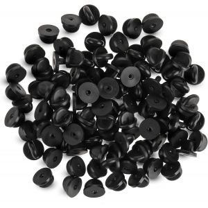 Mevronisshop-Lot De 100 Fermoirs En Caoutchouc Pvc Pour Broche, Cravate, Chapeau, Insigne, &Eacute;pingles, Capuchons De Rechange Pour Badges Uniformes - Noir - Neuf