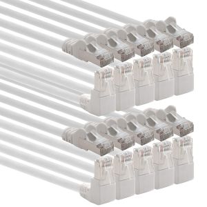 KAL-366216 Câble Réseau Cat.6 Angle 90 Degrés 3,0 M - Blanc - Paquet De 10 - Câble Patch Cat6 (Sftp Pimf) 1000Mbit/S Connecteur Rj 45-10 X 3,0 M Mètres Blanc - Neuf