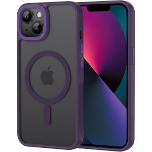 Kal-Coque Pour Iphone 13 Magnétique Compatible Avec Magsafe, Étui Mat Translucide Minimaliste, Pc Dur Housse Arrière Anti-Rayures + Tpu Bumper Antichoc - Violet - Neuf