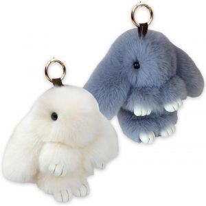 KAL-2 Pièces Porte-Clés De Lapin,Porte-Clés En Peluche,Porte Clés De Lapin À Fourrure Mignon,Pendentifs En Peluche Mignons,Pour Sac À Dos,Clé De Voiture,Sac À Main Et Plus - Neuf