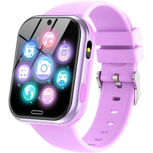 Montre Connectée Enfants - Montre Intelligente Pour Fille Garçon Avec 19 Jeux, Podometre Appareil, Mode Classe, Musique, Mp3, Reveil, Livres Audio, Smart Watch Pour Enfant 4-10 Ans, Violet - Neuf