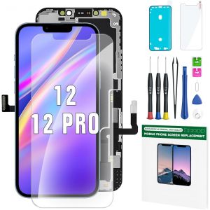 KALANKA-Ecran iPhone 12 and 12 Pro 6.1'', &Eacute;cran iphone 12 and 12 Pro LCD Complet Replacement, &Eacute;cran iphone 12 and 12 Pro Tactile 3D Num&eacute;riseur Assemblage Complet - Neuf