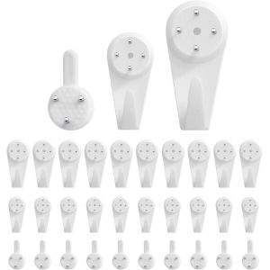 CAUC-Crochet Mural[30 Pi&egrave;ces], Crochets Muraux pour Cadre Photo, Kit de Suspension de Tableaux, Clous Mural pour Suspendre, pour Accrocher des Tableaux, des Photos, des Miroirs - Neuf