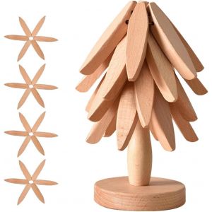 Subzonal-Sous Plat En Bois, Dessous De Plat, Plat Pliable En Forme D'arbre, Dessous De Plat Pour Plats Chauds, Protection Casseroles Et Prot&egrave;ge-Po&ecirc;le (Bois -4) - Neuf