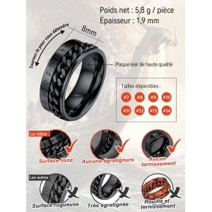 Tianyi-Bague Viking Homme Rune Bagues Anneau Anti Stress Runique Nordique Or/Noir/Acier Inoxydable Taille 54-64,Bijoux Anneau Tournant Vintage Vikings Cadeau Pour Homme Femme - Neuf